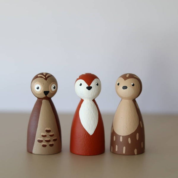 Peg dolls bosdieren - set 3 stuks
