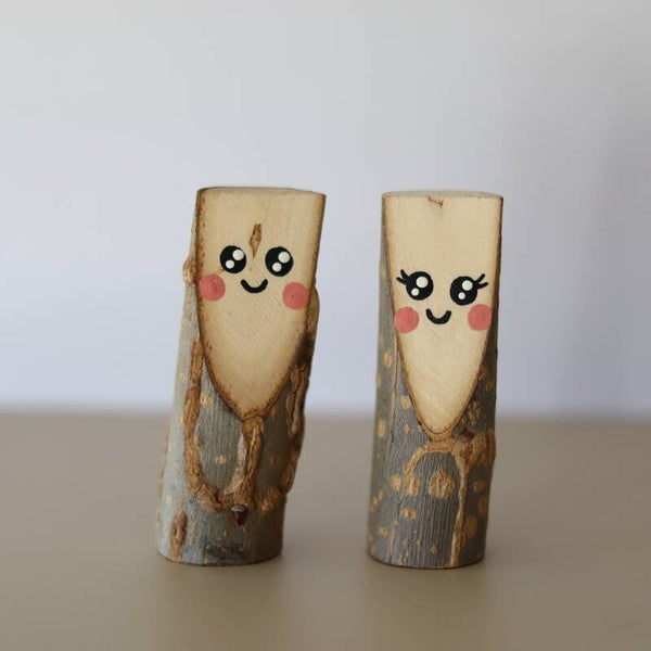 Peg dolls boomstampoppetjes - set 2 stuks
