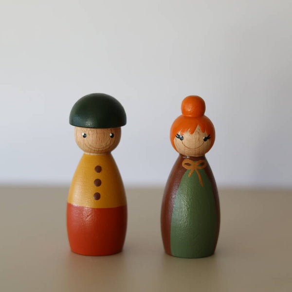 Peg dolls herfstduo - set 2 stuks