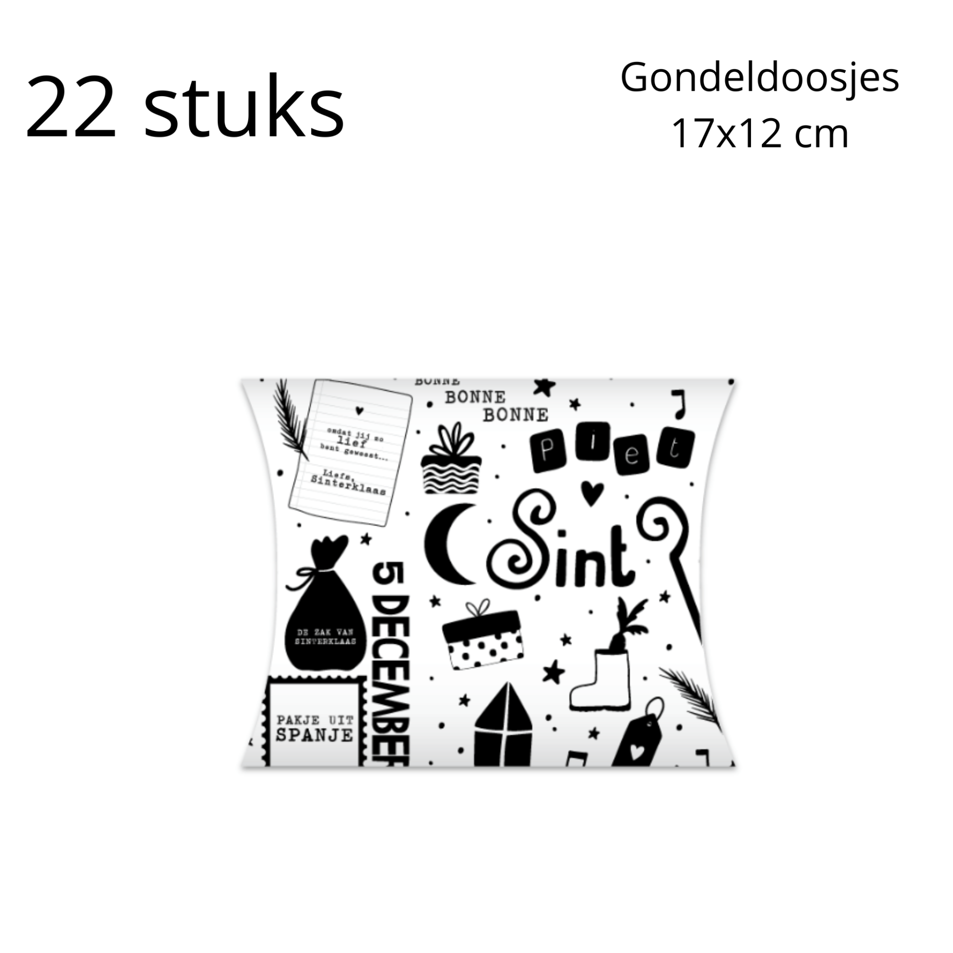 BIG SALE - Gondeldoosjes zwart/wit Sint - 22 stuks