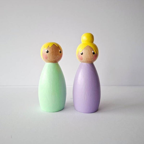 Peg dolls lenteduo - set 2 stuks