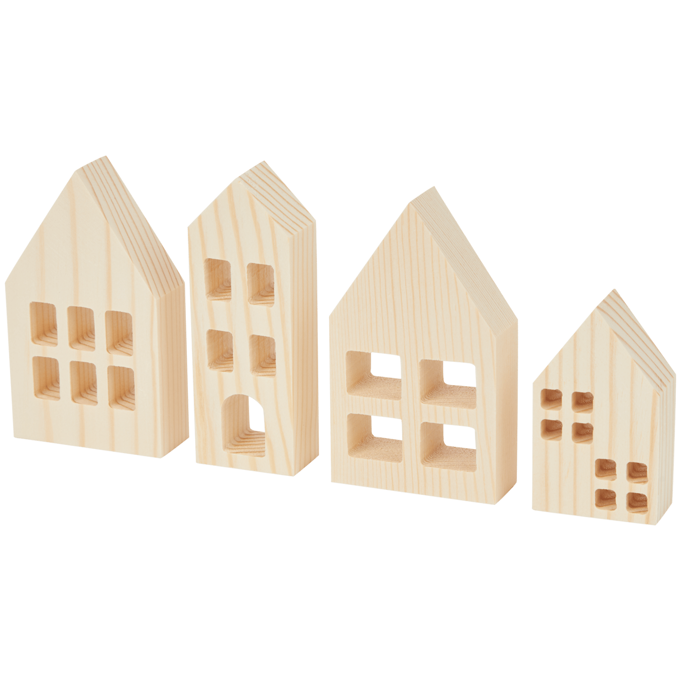 LV - Set van houten huisjes - 4 stuks