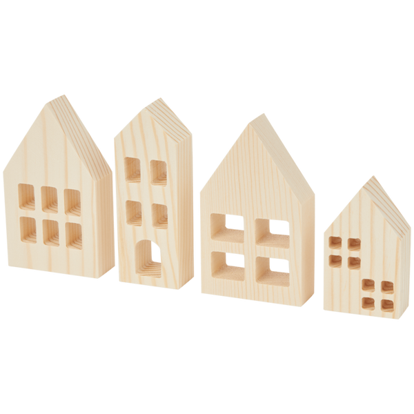 LV - Set van houten huisjes - 4 stuks