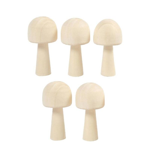 LV - Ongeschilderde paddenstoelen - set van 5