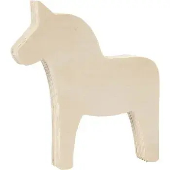 Ongeschilderd - houten paard M - 10 cm