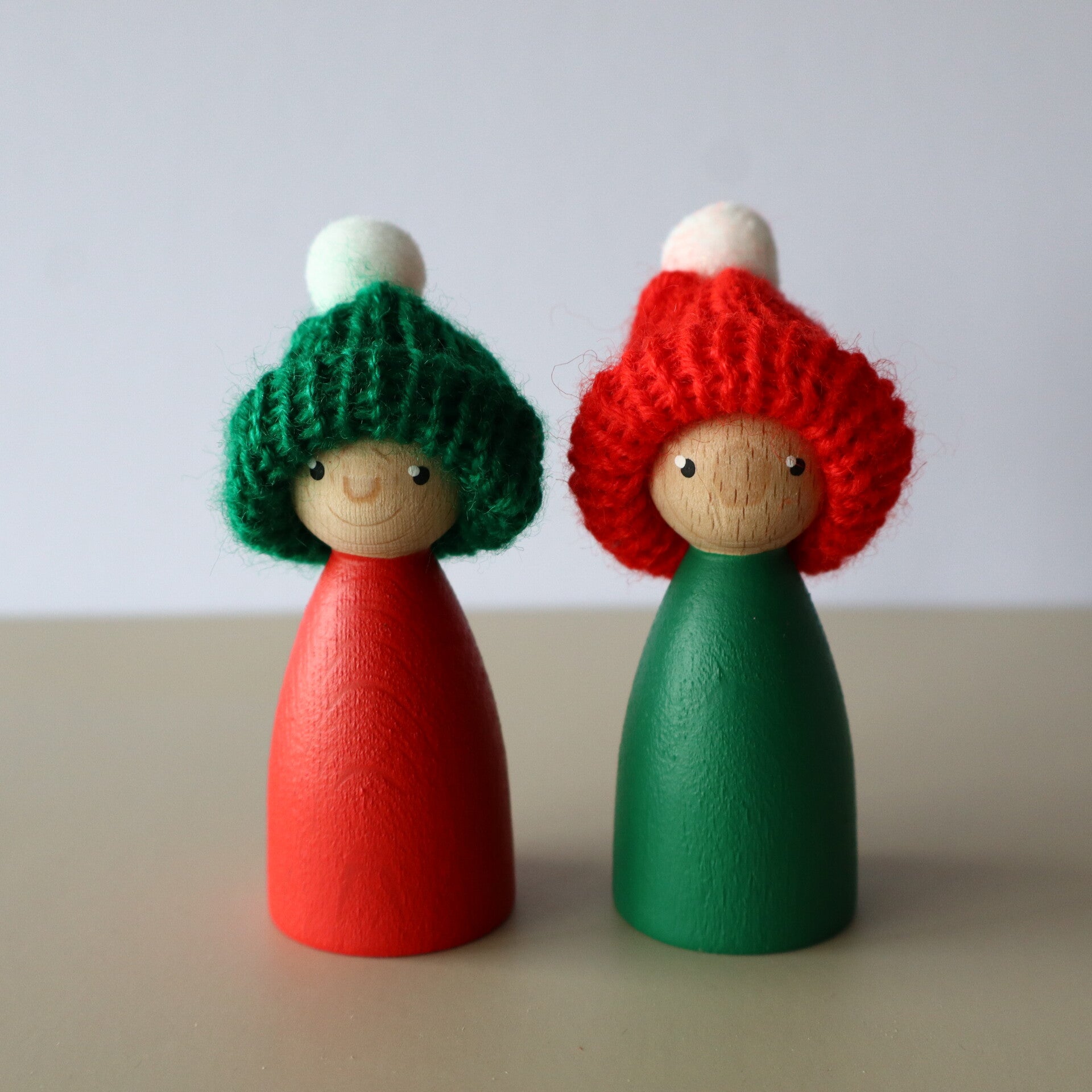 Peg dolls Kerstduo - set 2 stuks
