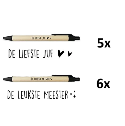 BIG SALE - pennen juf en meester - 11 stuks