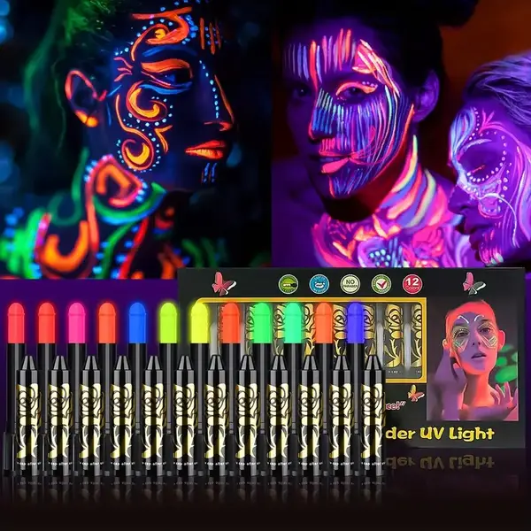 Glow in the Dark neon Smink 12 delig Te koop bij citykistverhuur