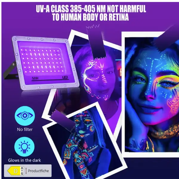 Glow in the Dark neon blacklight lamp Te Huur