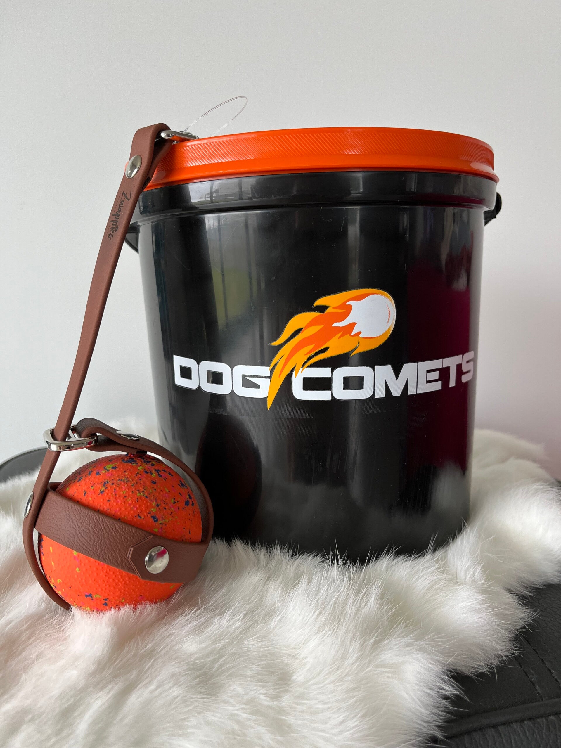 BIOTHANE DOG BALL HOLDER - BROWN & ORANGE