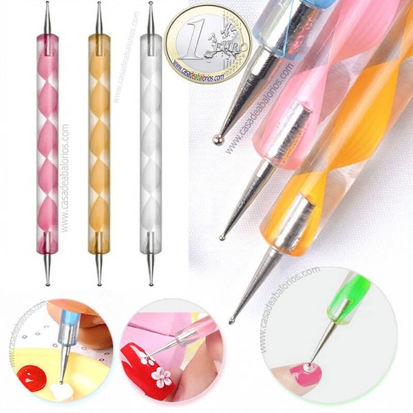 Set 3 Pinceles Punteros Para Decoración de Uñas N004