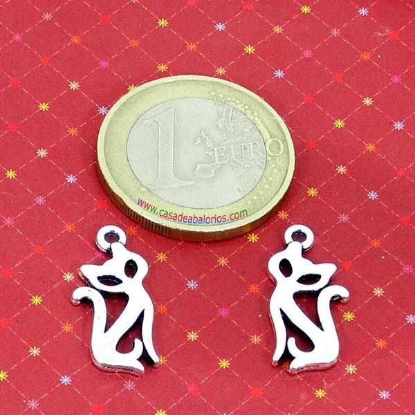 12 Colgantes Gatos 20x9mm T297H