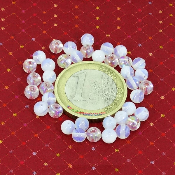 40 Abalorios Piedra Luna 4mm T22F