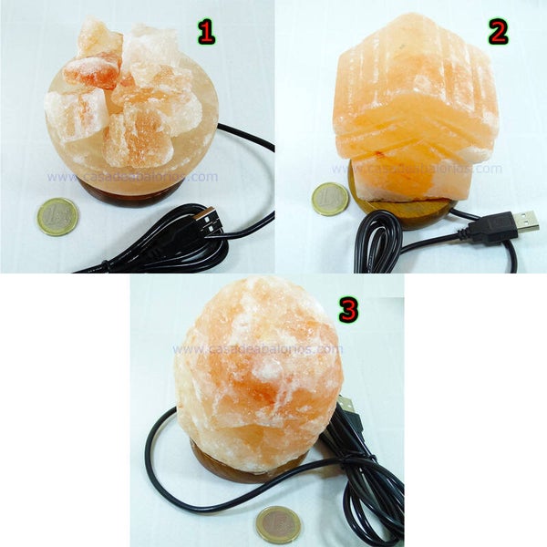 Lampara Sal del Himalaya Base de Madera