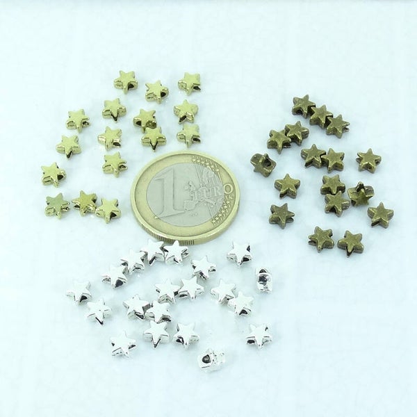 50 Abalorios Estrellas 5mm T424 - T433 - T437