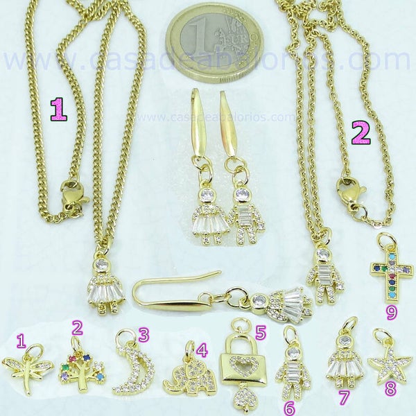 Juego Cadena Con Colgante y Pendientes Con Circonita AC31