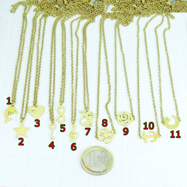 Cadena Con Colgante Acero Inoxidable Dorado AC30