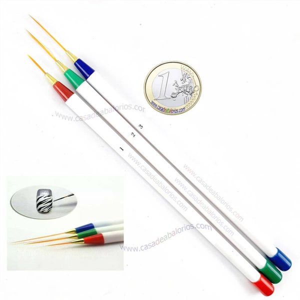 Set 3 Pinceles Para Decoración de Uñas N002