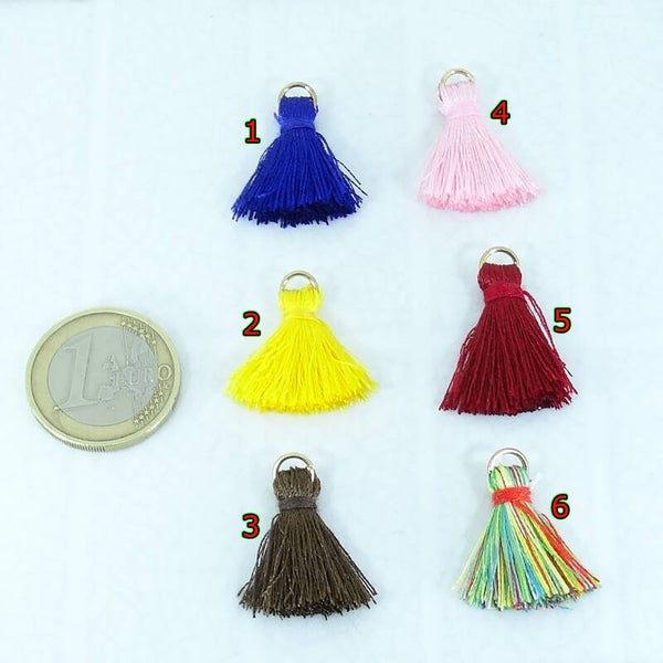 10 Borlas Hilo Con Anilla Dorada 25mm