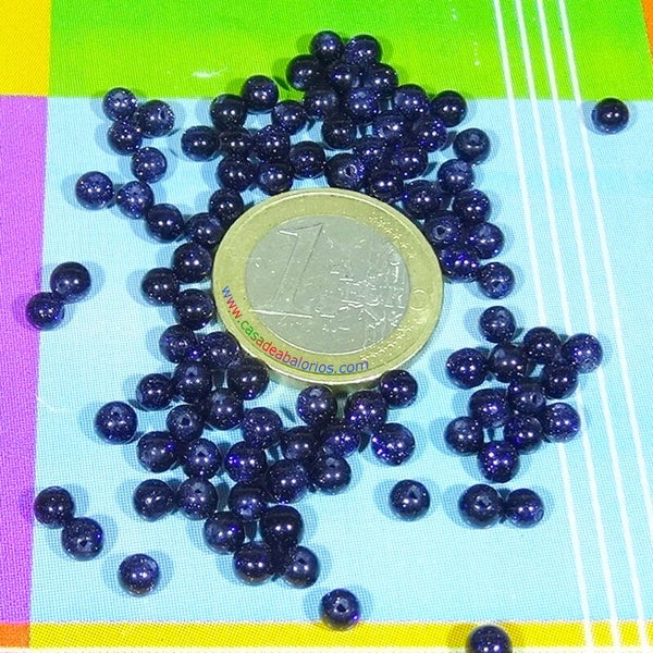 40 Abalorios Aventurina Azul 4mm M704