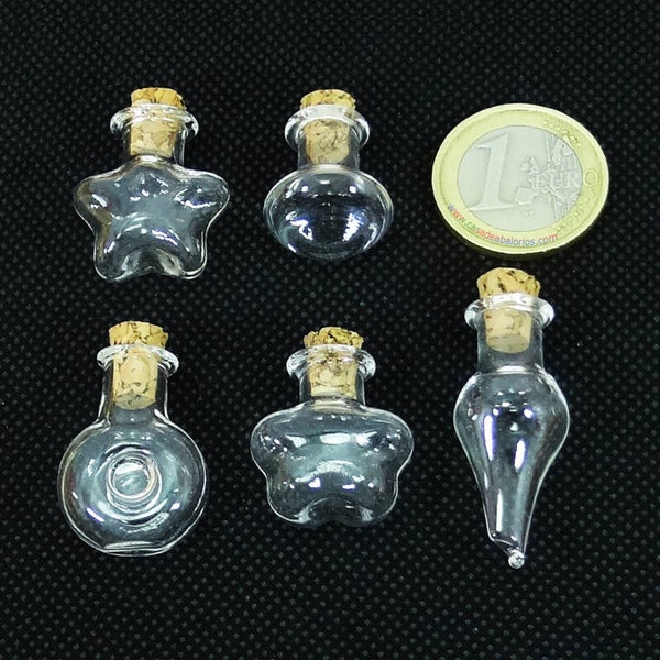 5 Mini Botellas de Cristal 25-30mm T84X