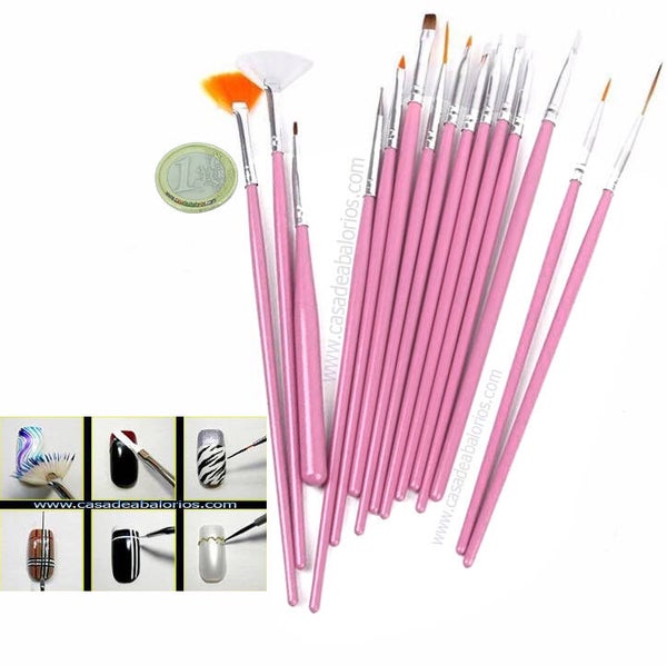 Set 15 Pinceles Para Decoración de Uñas N009