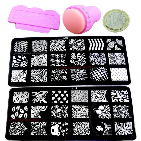 Kit Placa y Sello Para Decorar Uñas 120x60mm Nº 19 - 30