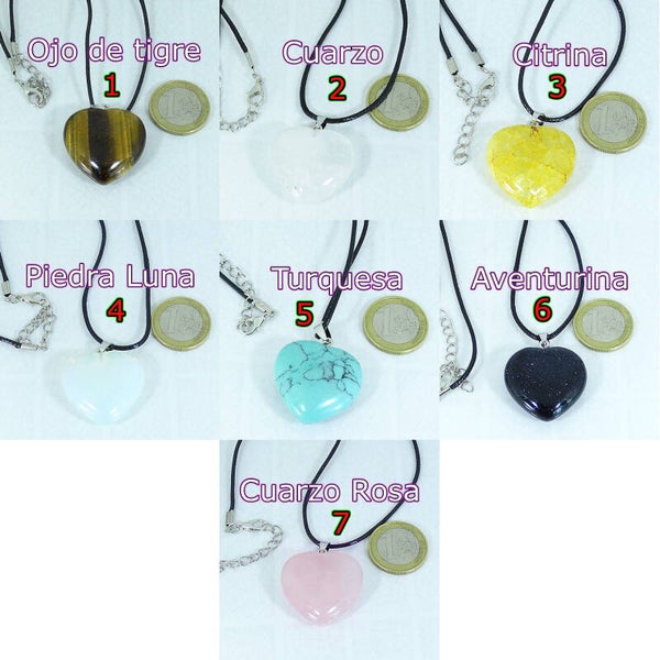 1 Collar Con Corazon Piedras Naturales M921