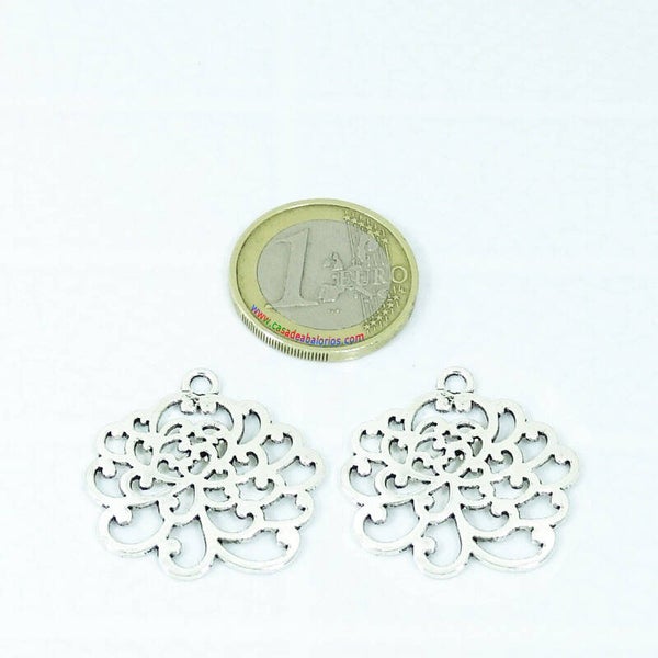 6 Colgantes Flores 28x27mm T207X