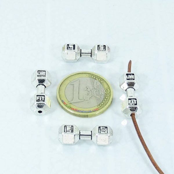 5 Abalorios Mancuernas Gym 21x8mm T258H