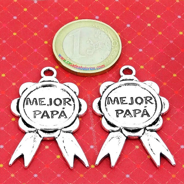 2 Colgantes Chapas Mejor Papa 40x25mm T307C