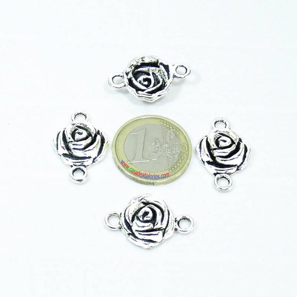 8 Abalorios Para Pulsera Rosas 25x16mm T35X