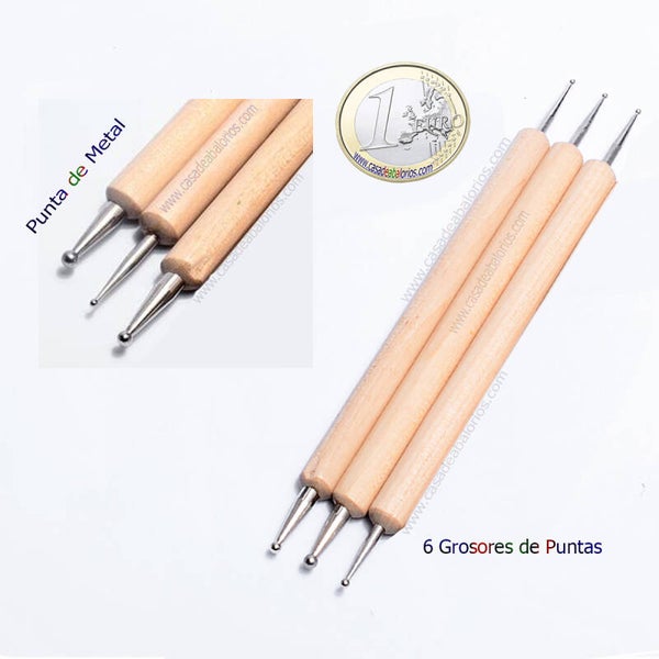 Set 3 Pinceles Punteros Para Decoración de Uñas N005