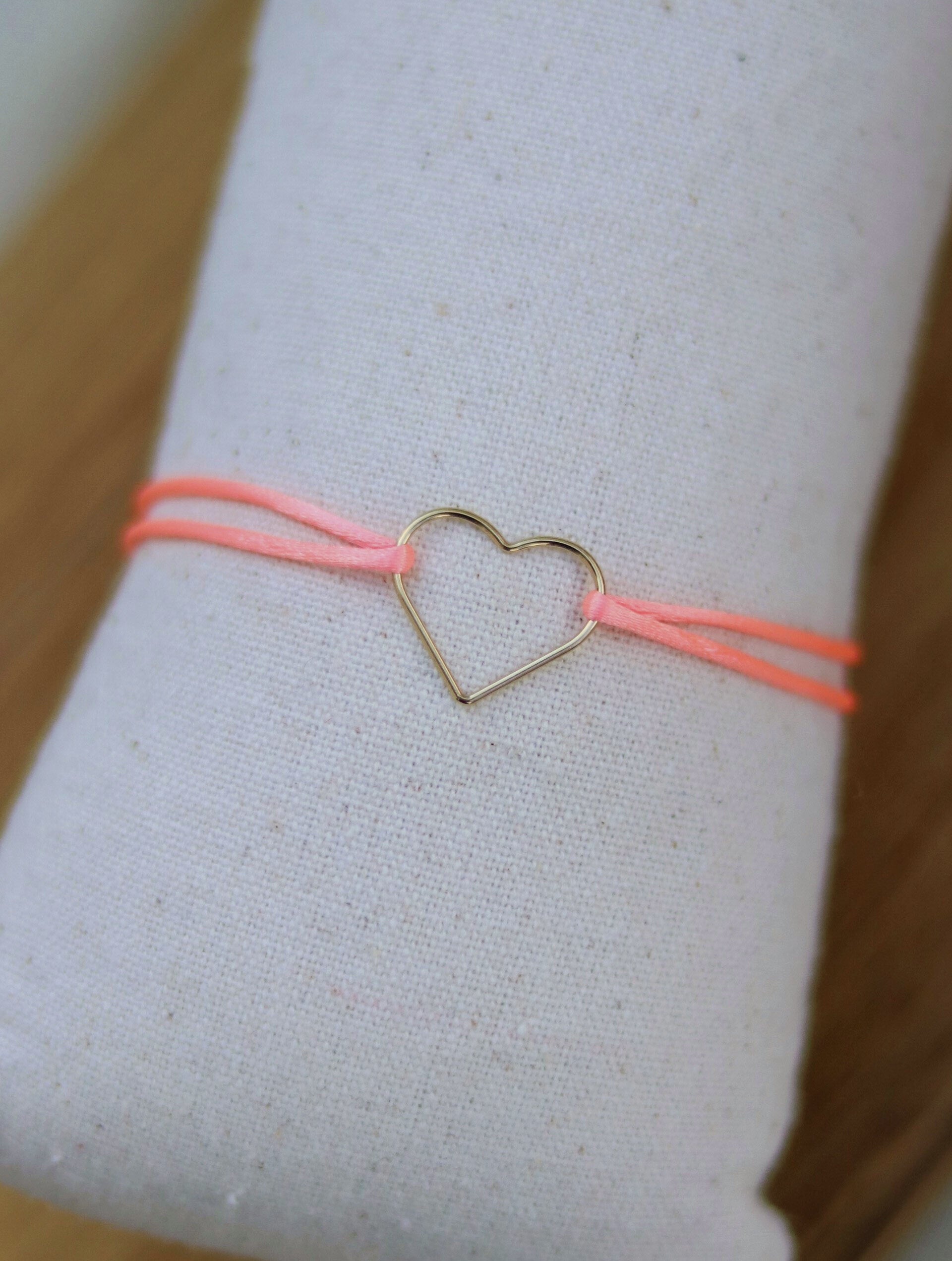 Satin Gold Heart Pink Bracelet