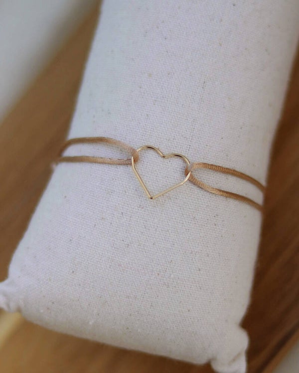 Satin Gold Heart Camel Bracelet