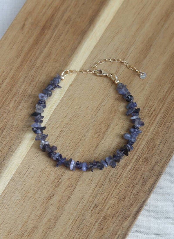 Iolite Chip Gold Bracelet