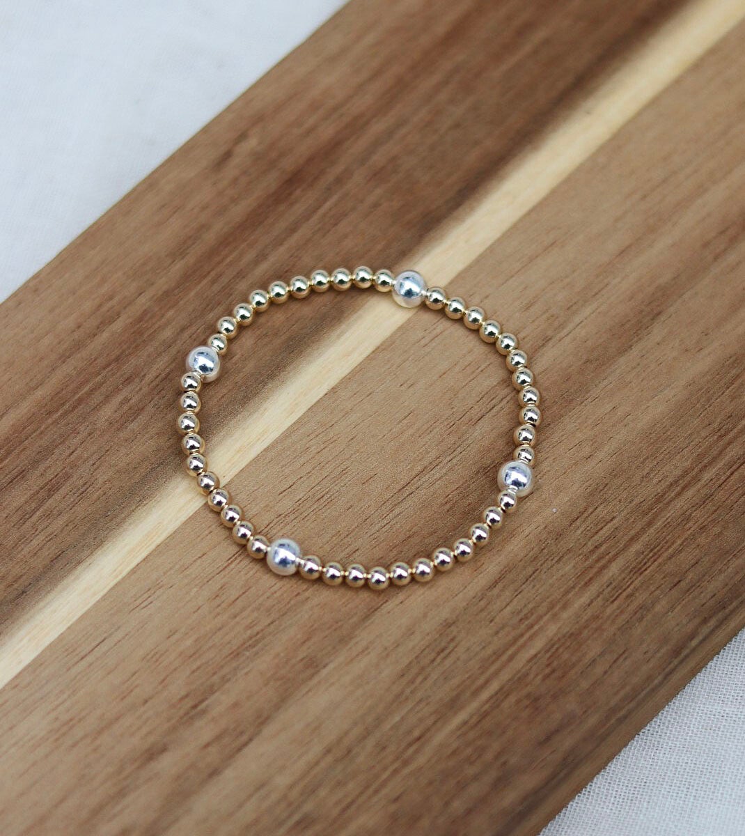 14k Gold Filled/Silver 6mm-4mm Bracelet