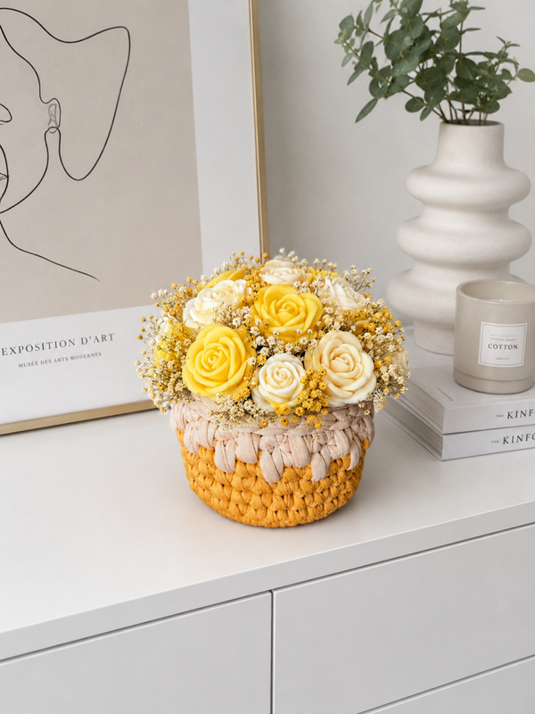 BOUQUET DI CANDELE PROFUMATE- CESTINO UNCINETTO