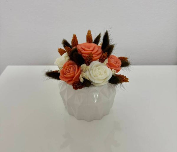 BOUQUET DI CANDELE IN VASO CERAMICO