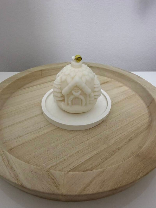 PALLINA DI NATALE CON CASETTA E ALBERI