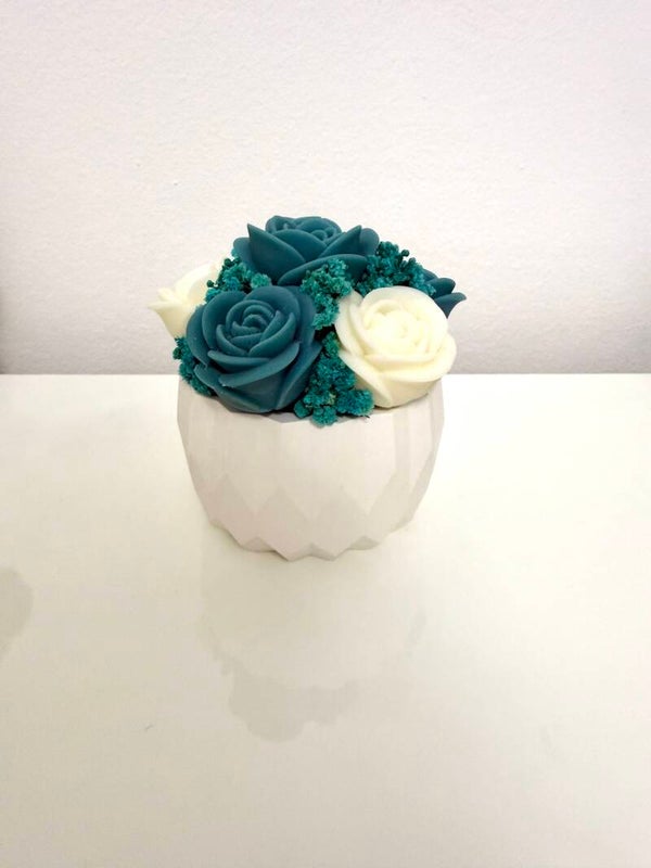 BOUQUET DI CANDELE IN VASO CERAMICO MEDIO