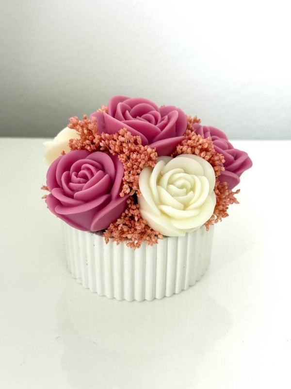 BOUQUET DI CANDELE IN VASO CERAMICO