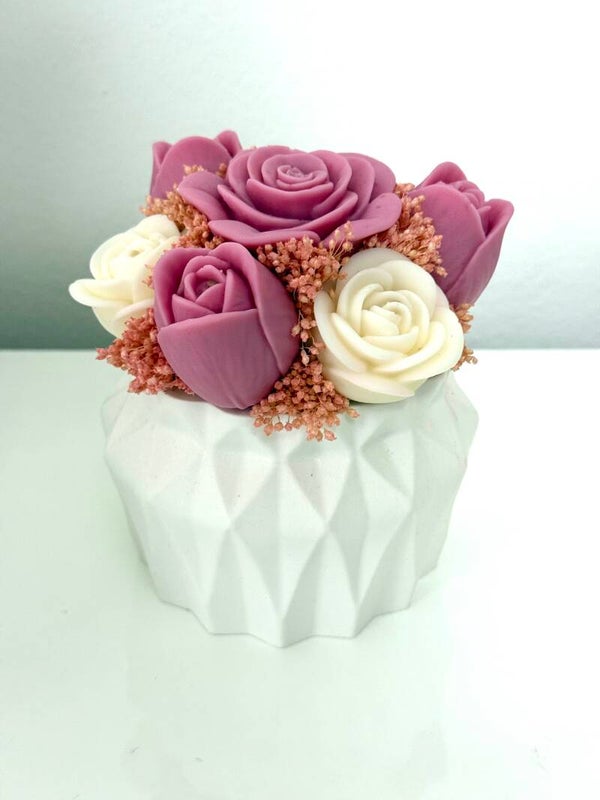 BOUQUET DI CANDELE PROFUMATE - VASO LAVORATO GRANDE