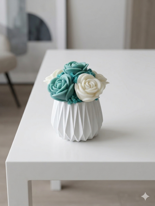 BOUQUET DI CANDELE PROFUMATE - VASO SFACCETTATO ALTO