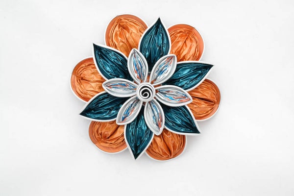 6 sterbloem oranje turquoise