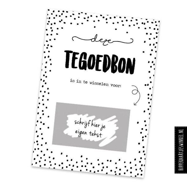 Kraskaart Tegoedbon – met eigen tekst