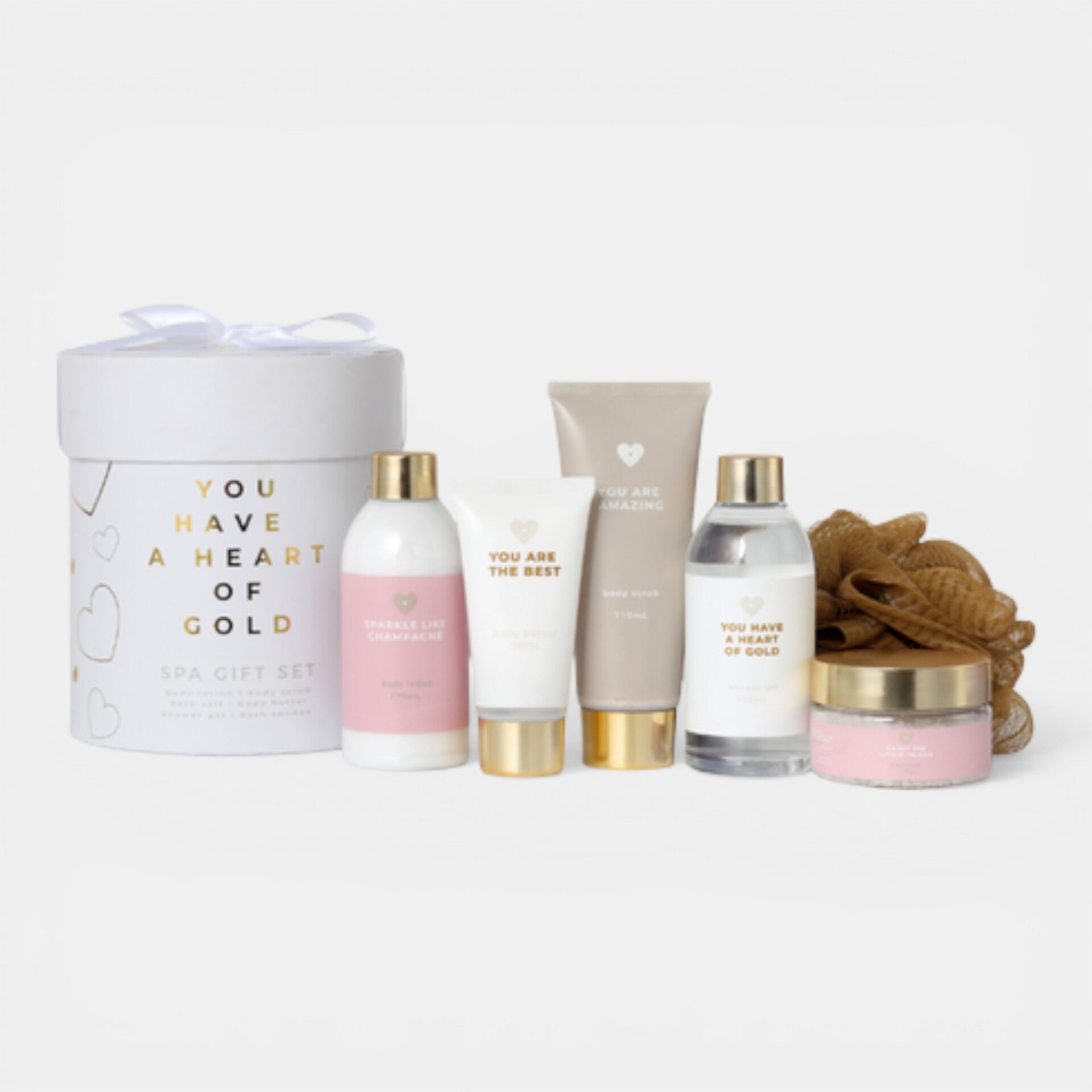 Luxe spa cadeauset “You have a heart of gold” – complete verwenbox