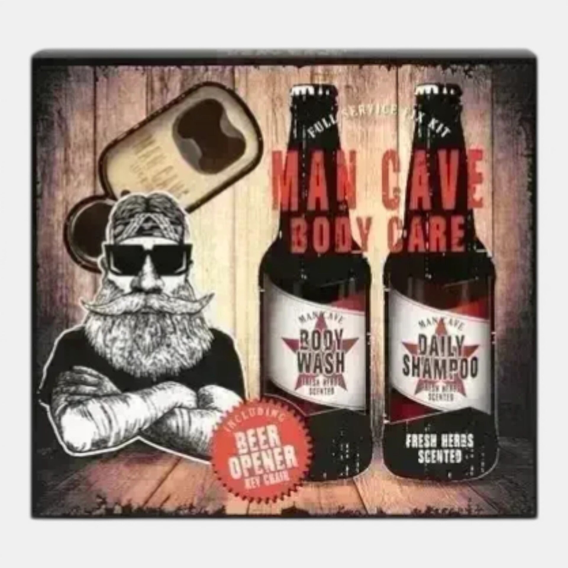 Man Cave Geschenkset – douchegel, shampoo & flesopener in giftbox