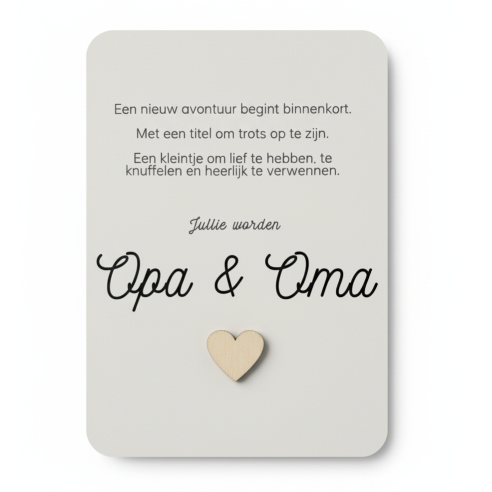 Aankondiging zwangerschap - kaart opa en oma