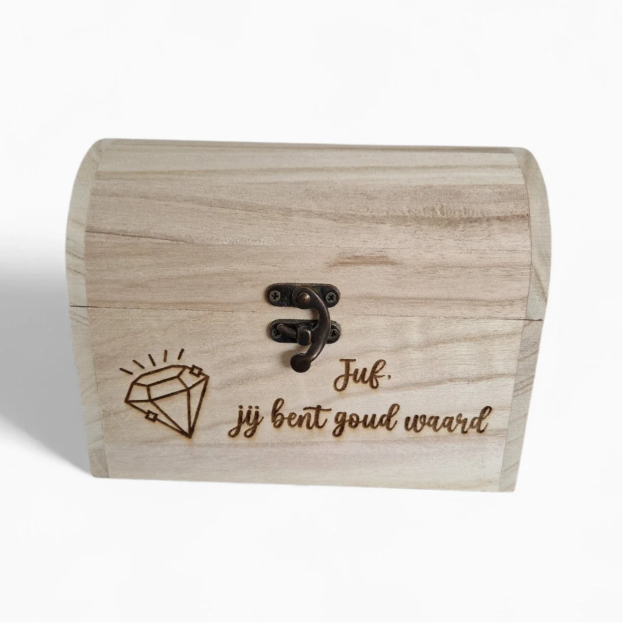Gepersonaliseerde schatkist met gravure – houten cadeaubox met naam of tekst